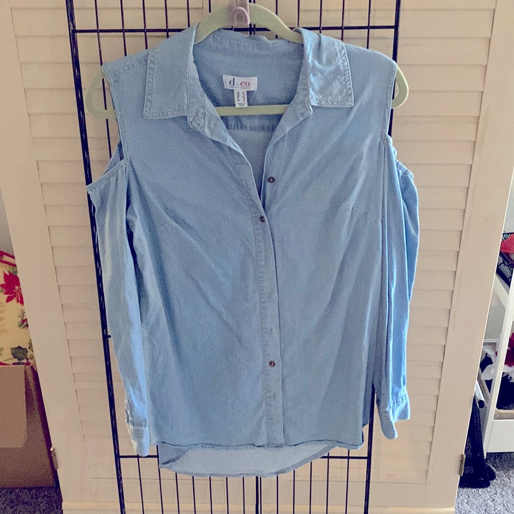 Denim and Co. Cold shoulder cotton button down